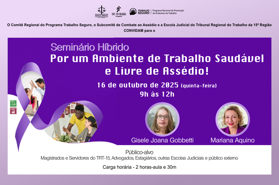 No momento, você está visualizando Estão abertas as inscrições para o seminário sobre assédio no trabalho e saúde no ambiente laboral