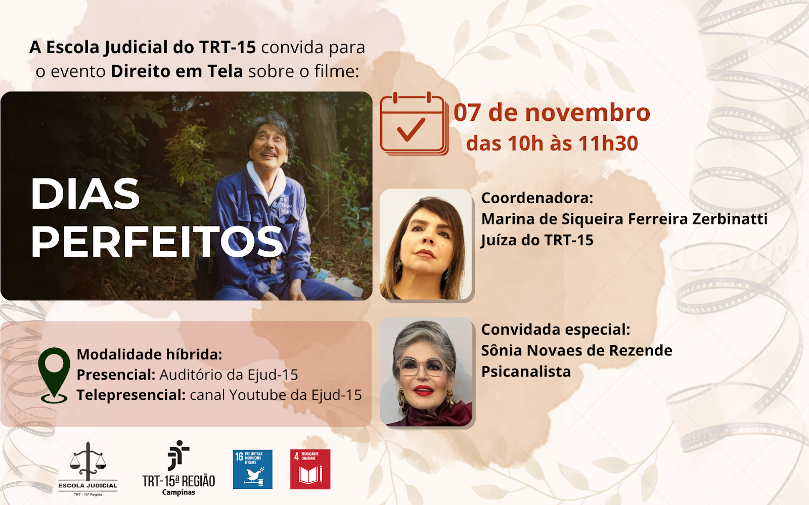 No momento, você está visualizando Nesta sexta: Ejud-15 promove roda dialógica sobre o filme “Dias Perfeitos”