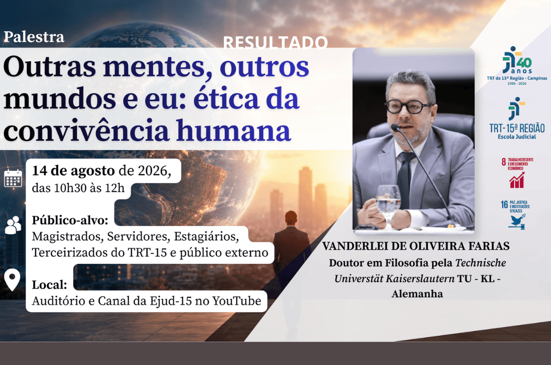 No momento, você está visualizando TRT-15 promove palestra sobre ética e convivência nas relações humanas